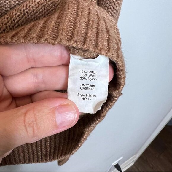 J Crew Factory Womens Size Small Camel Cable Knit Sweater Wool Blend Crewneck - Picture 6 of 8